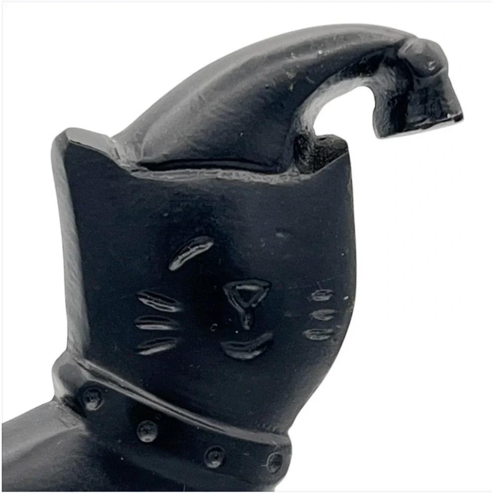 Black Cat Stocking Holder Santa Hat Cast Metal Mantel‎ Hook Christmas Vintage